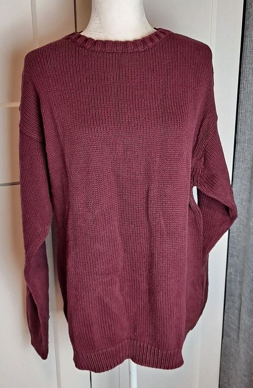 162. VTG Eddie Bauer Sweater Adult Large Knit Maroon Pullover Mens 90s